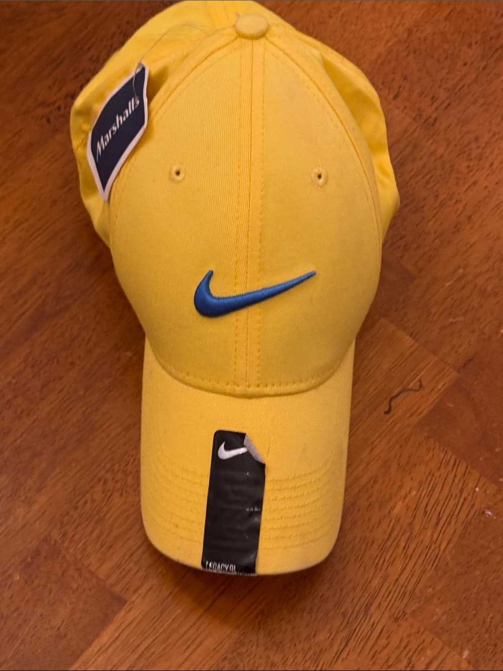 Nike Men Bright Yellow Cap with Blue Swoosh